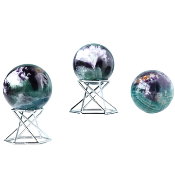 ZenCore Orb – Weighted Fluorite Desk Stone with Display Stand