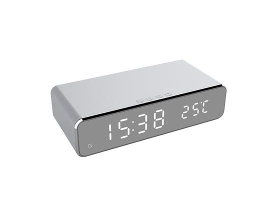 ClarityCharge Wireless Alarm Clock – Grey Color with LCD Display