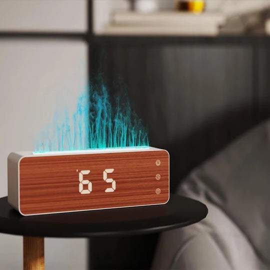Diffuser showing multiple lighting modes and time