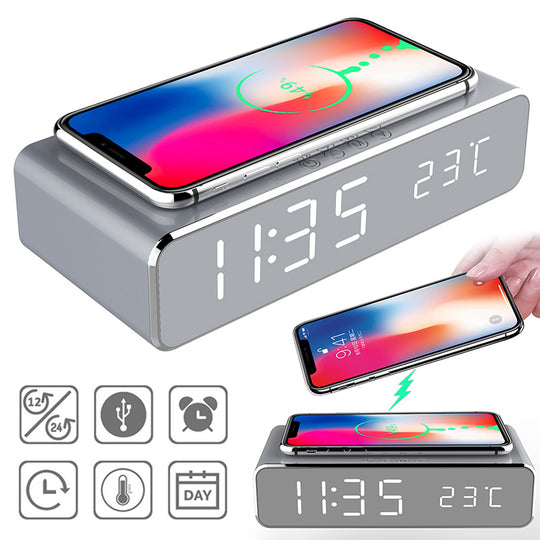 ClarityCharge Digital Alarm Clock on Nightstand – Sleek Home Setup