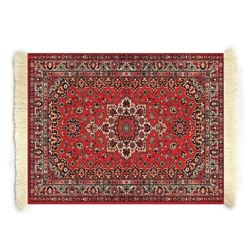 MiniRug red oriental mouse pad with detailed pattern and product tag