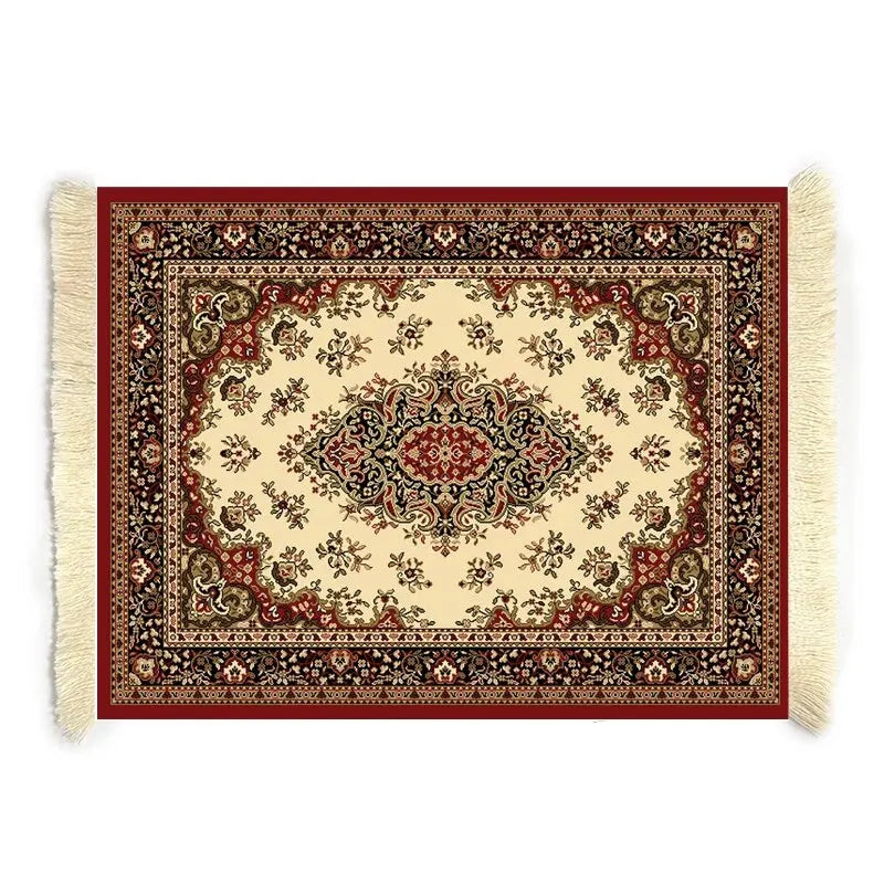 MiniRug dark burgundy mouse pad with circular central medallion design