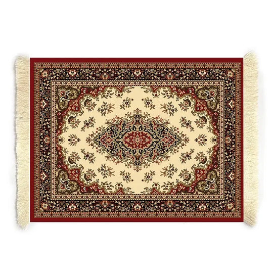 MiniRug dark burgundy mouse pad with circular central medallion design