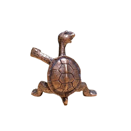 Bronze turtle incense holder, compact animal design for incense sticks and home décor.